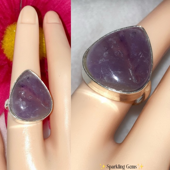 Exquisite Sage Amethyst Handmade Minimalist Ring - Picture 4 of 6